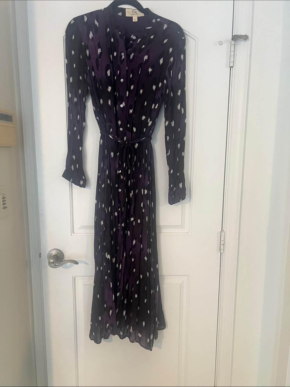 c&s Purple&White Maxi Dress Tie Waist New, but only with tag attachments-no tags
